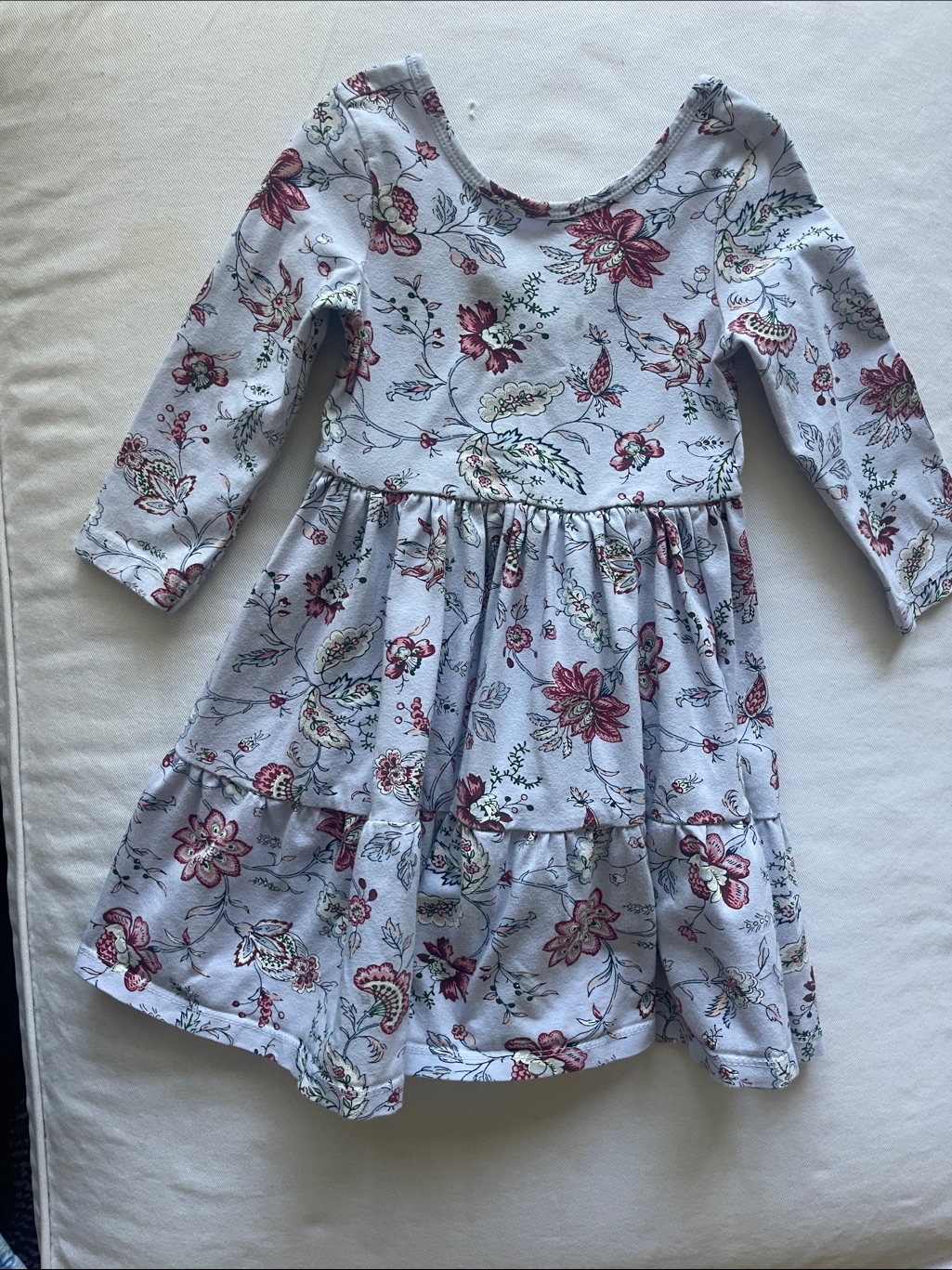 Janie And Jack Girls Size 4 Floral Long-Sleeve Tiered Dress